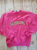 Soror crystal sweatshirt pink and green