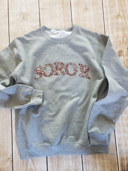 Soror crystal sweatshirt grey and red