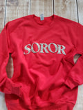 Soror crystal sweatshirt Red and White