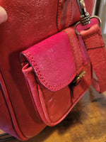 100% Leather Weekender Bag, Red
