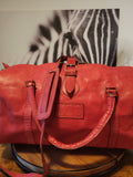 100% Leather Weekender Bag, Red