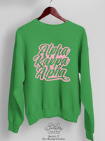Cursive Alpha Kappa Alpha green crewneck sweatshirt