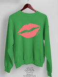 Kiss/Lips Pretty Sweatshirt Green and Pink