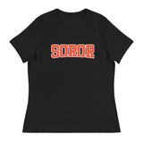 Soror, Black Tshirt with Red Soror, Whit Trim